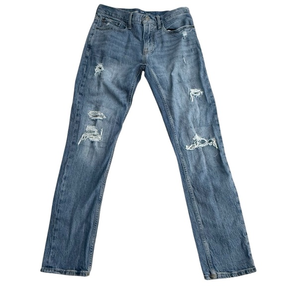 Old Navy Skinny Built-In Flex Blue Men’s Jeans 32x32 Pants Distressed - Picture 2 of 13